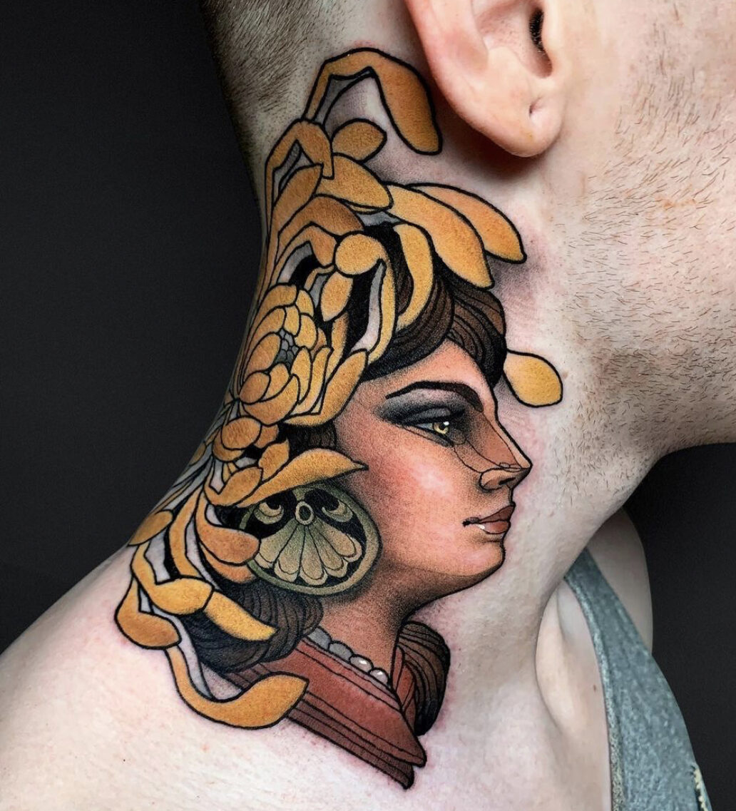 50 Traditional Neck Tattoos For Men  Old School Ink Ideas