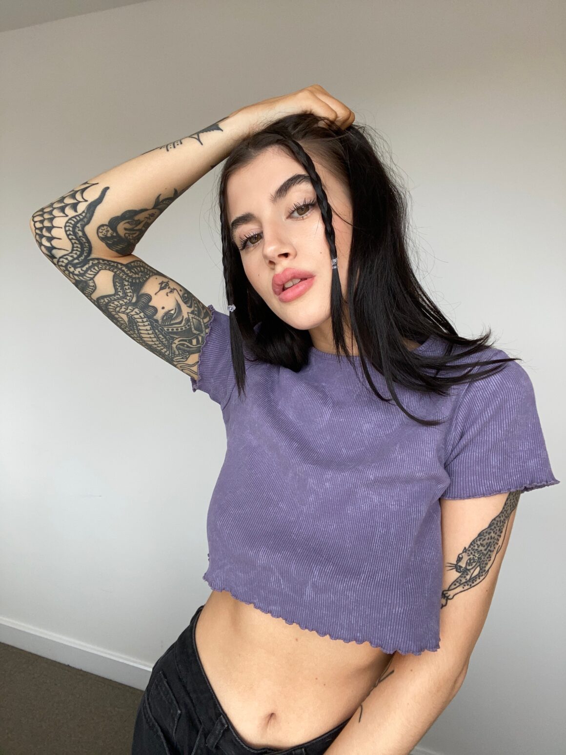 Shy tattoo model