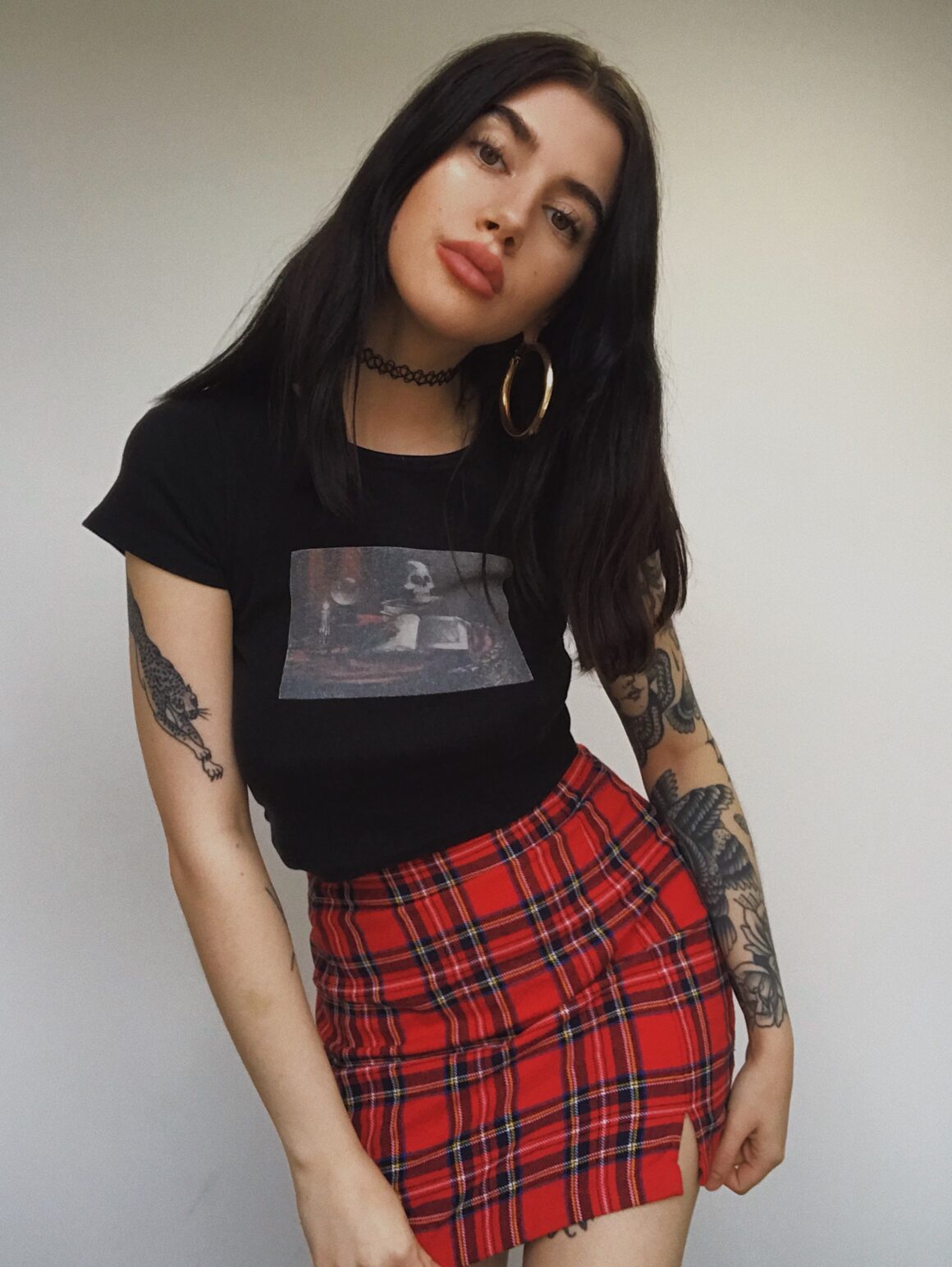 Shy tattoo model