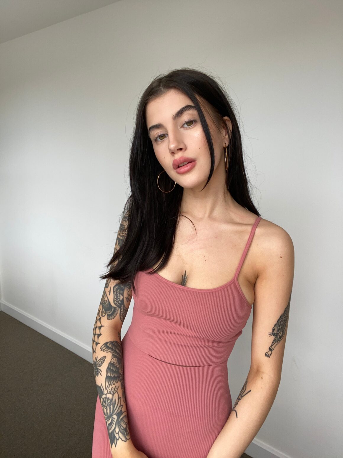 Shy tattoo model
