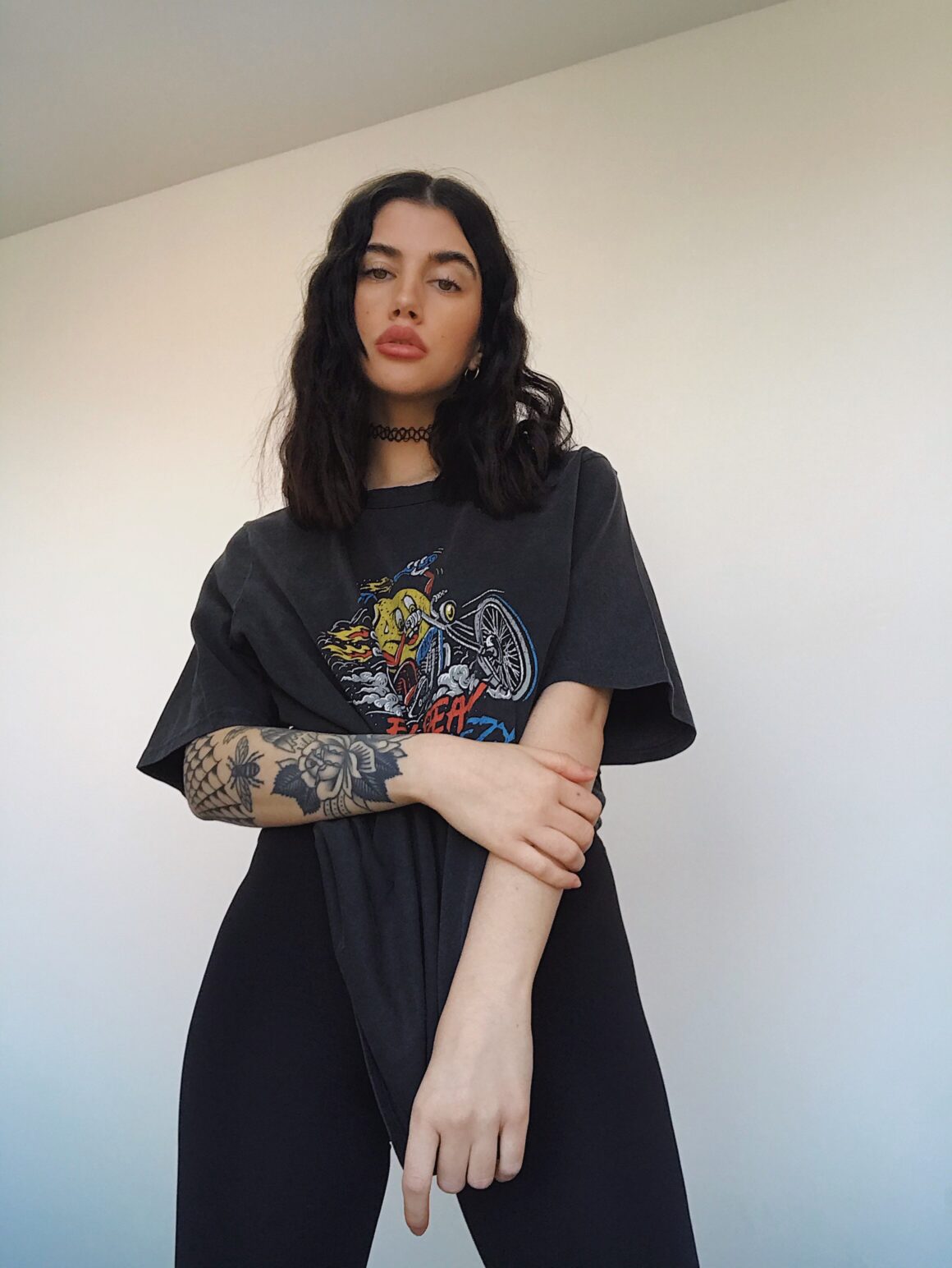 Shy tattoo model