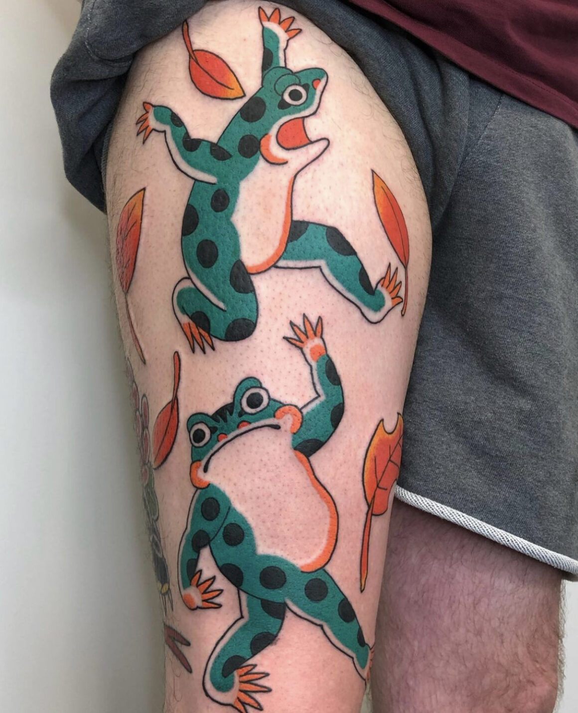 Sea Hag Tattoo on Instagram This beautiful frog was done by the  toadally awesome brianriggstattoos     Fun fact Launched by their  long legs many frogs can