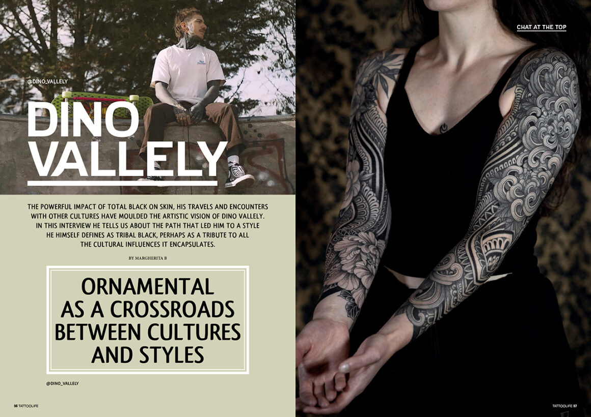 Dino Vallely. The powerful impact of total black and ornamental on skin