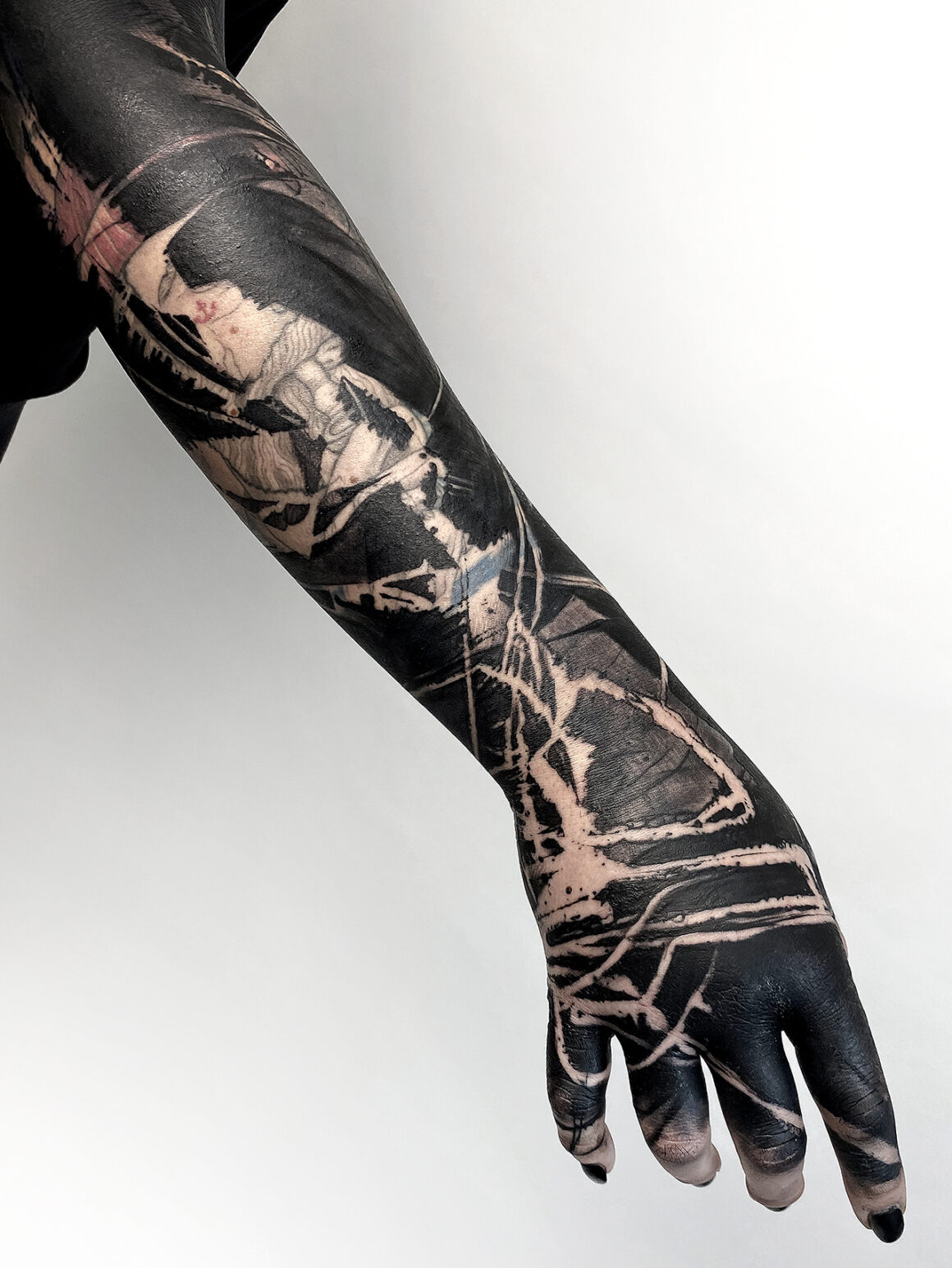 Black Abstract sleeve with cover up done by Adel Gafarov at Chill Ink  Studio in Kazan Russia  rtattoos