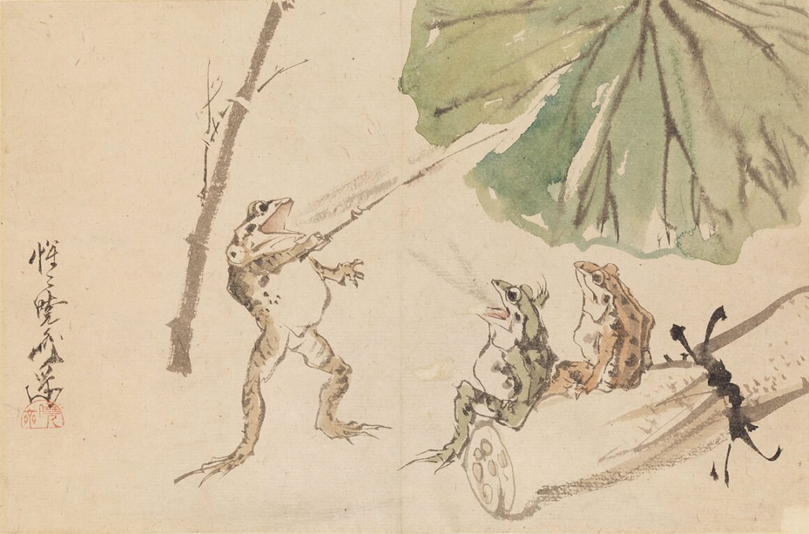 Kawanabe Kyōsai, A Beauty in Front of King Enma's Mirror, 1871–89 (1887?). Hanging scroll: ink, colour and gold on silk, 35.3 × 52 cm. Israel Goldman Collection, London. Photo: Ken Adlard