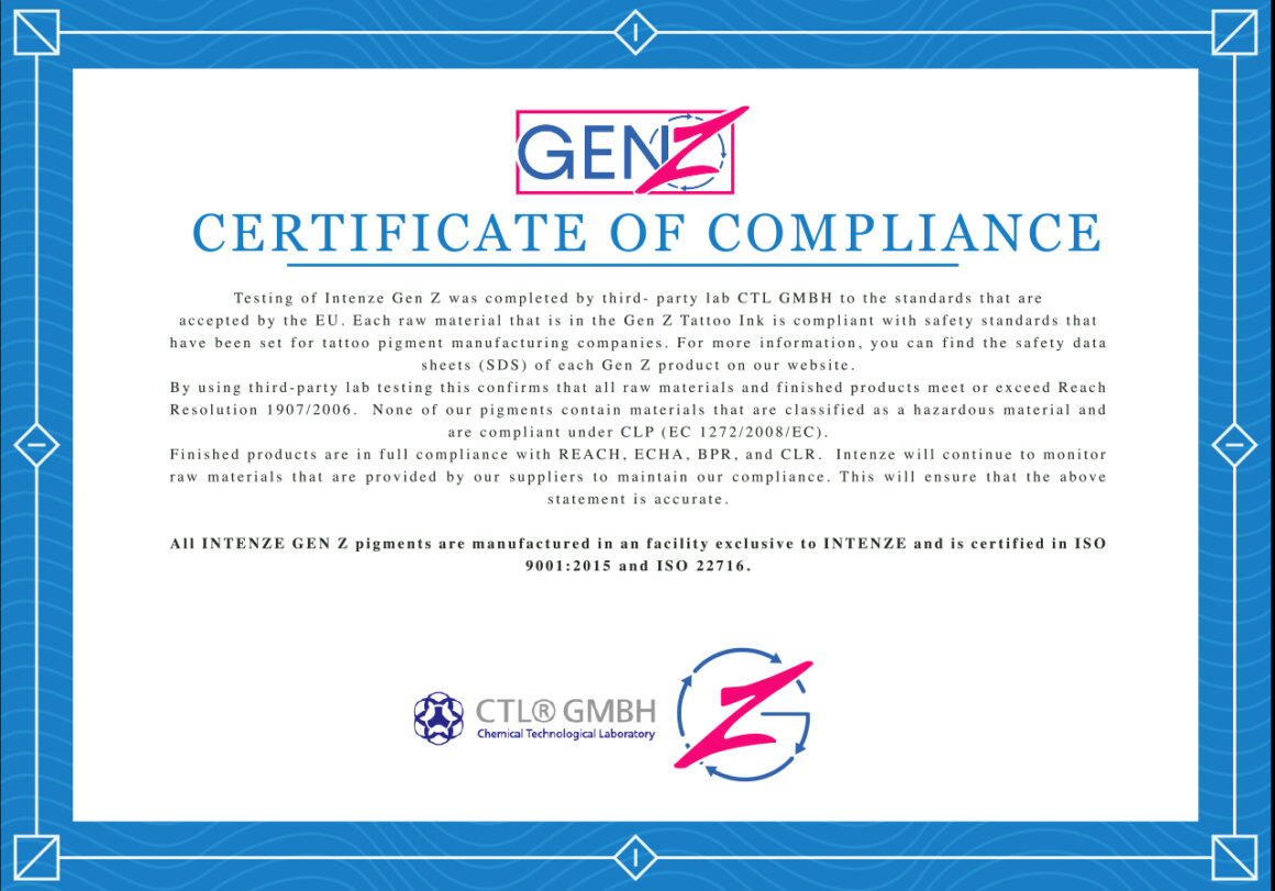 GEN Z Certificate of Compliance