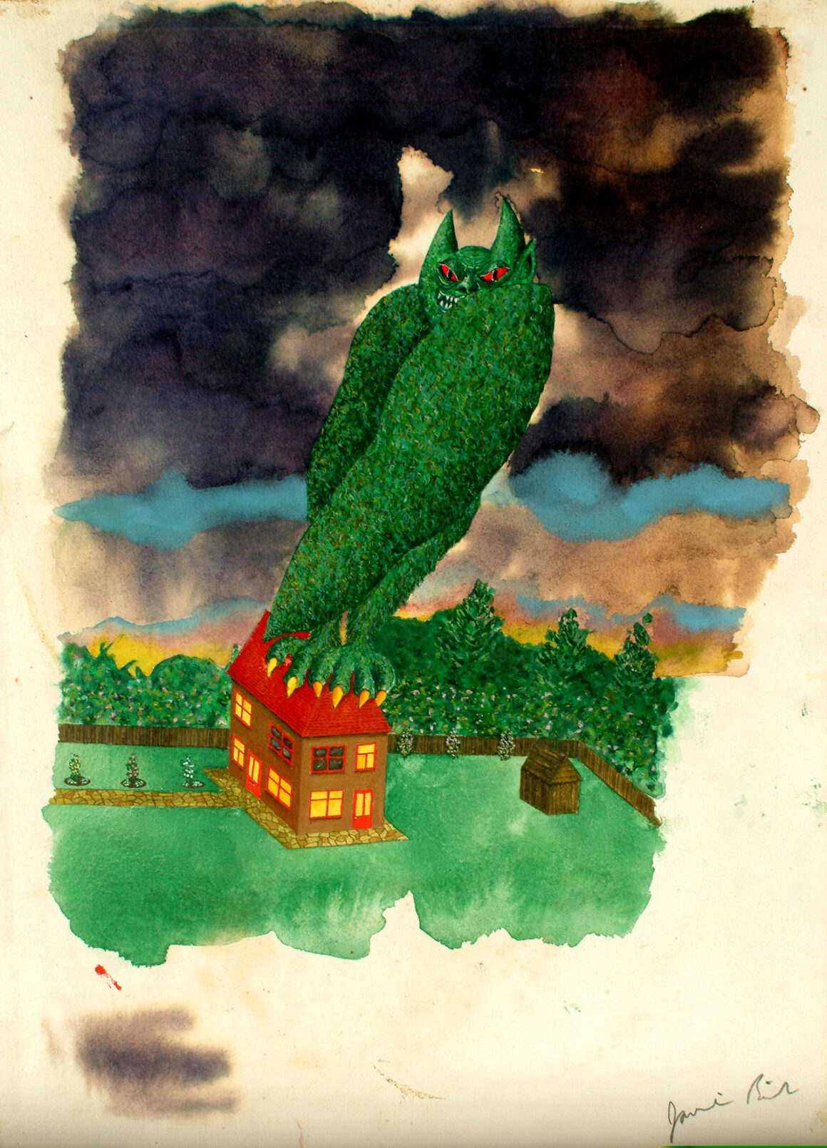 Jamie Reid, Monster On a Nice Roof, 1972. © Jamie Reid. Courtesy of John Marchant Gallery.