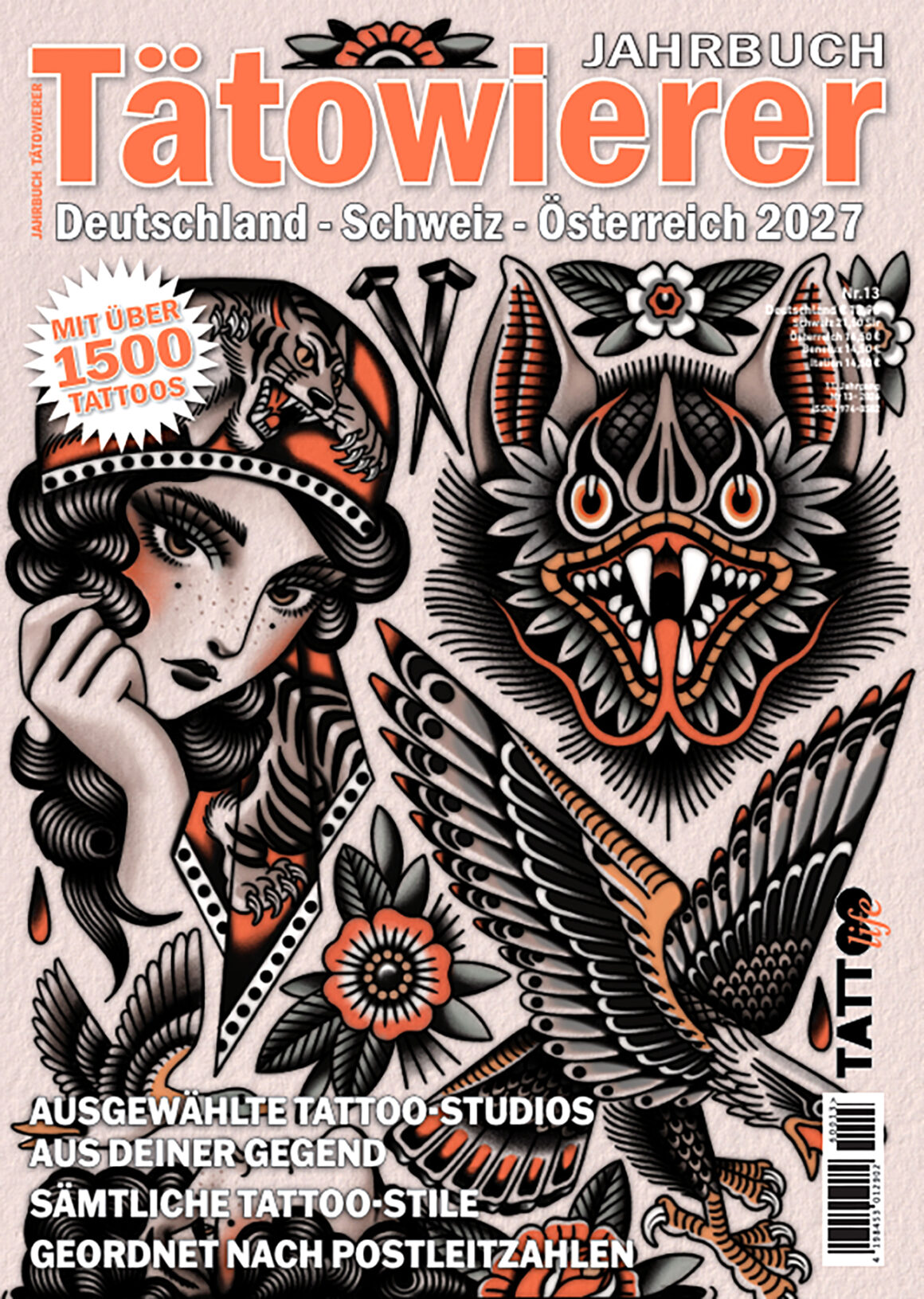 Cedric Weber, 2026 2027 German Tattoo Artists Yearbook cover, IG @cedric.weber.tattoo
